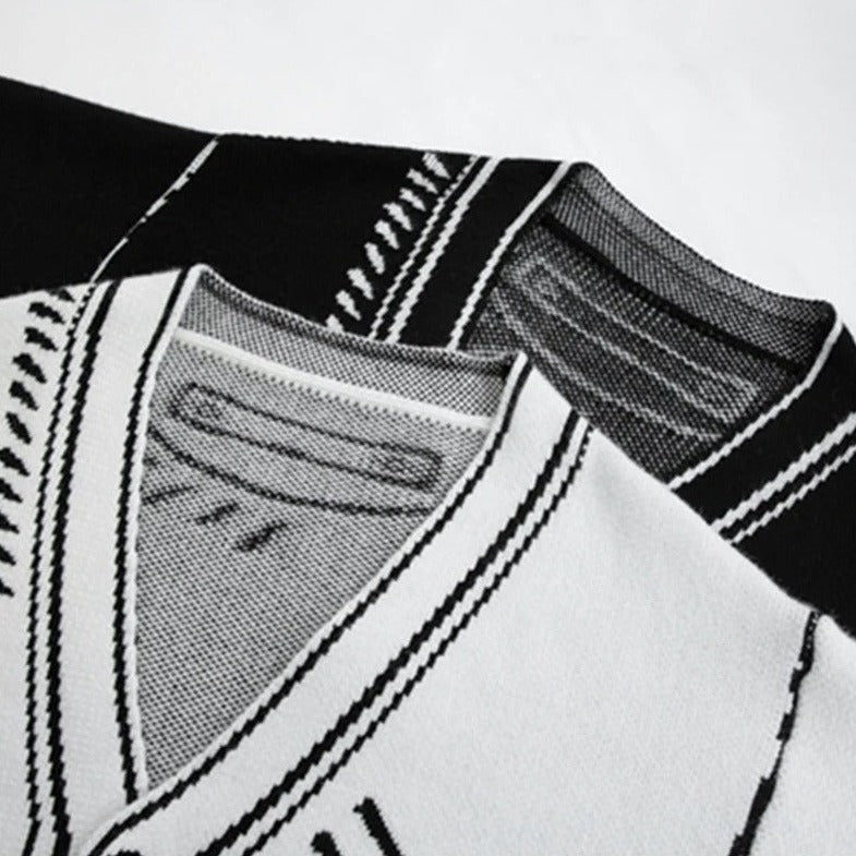 Loose Streetwear Y2K Graphic Printed Long Sleeves V-Neck Cardigan