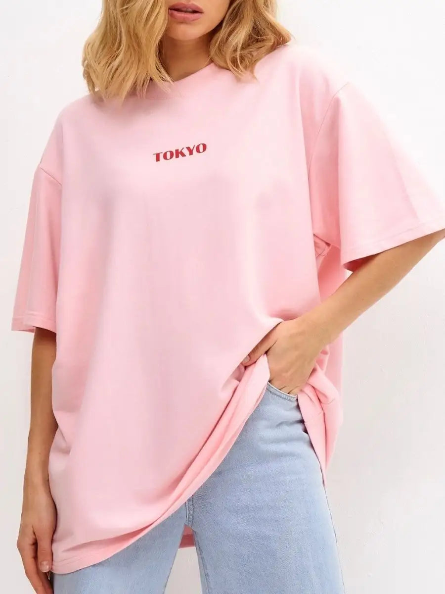 Casual Oversized Tokyo Graphic Printed Cotton Shirt