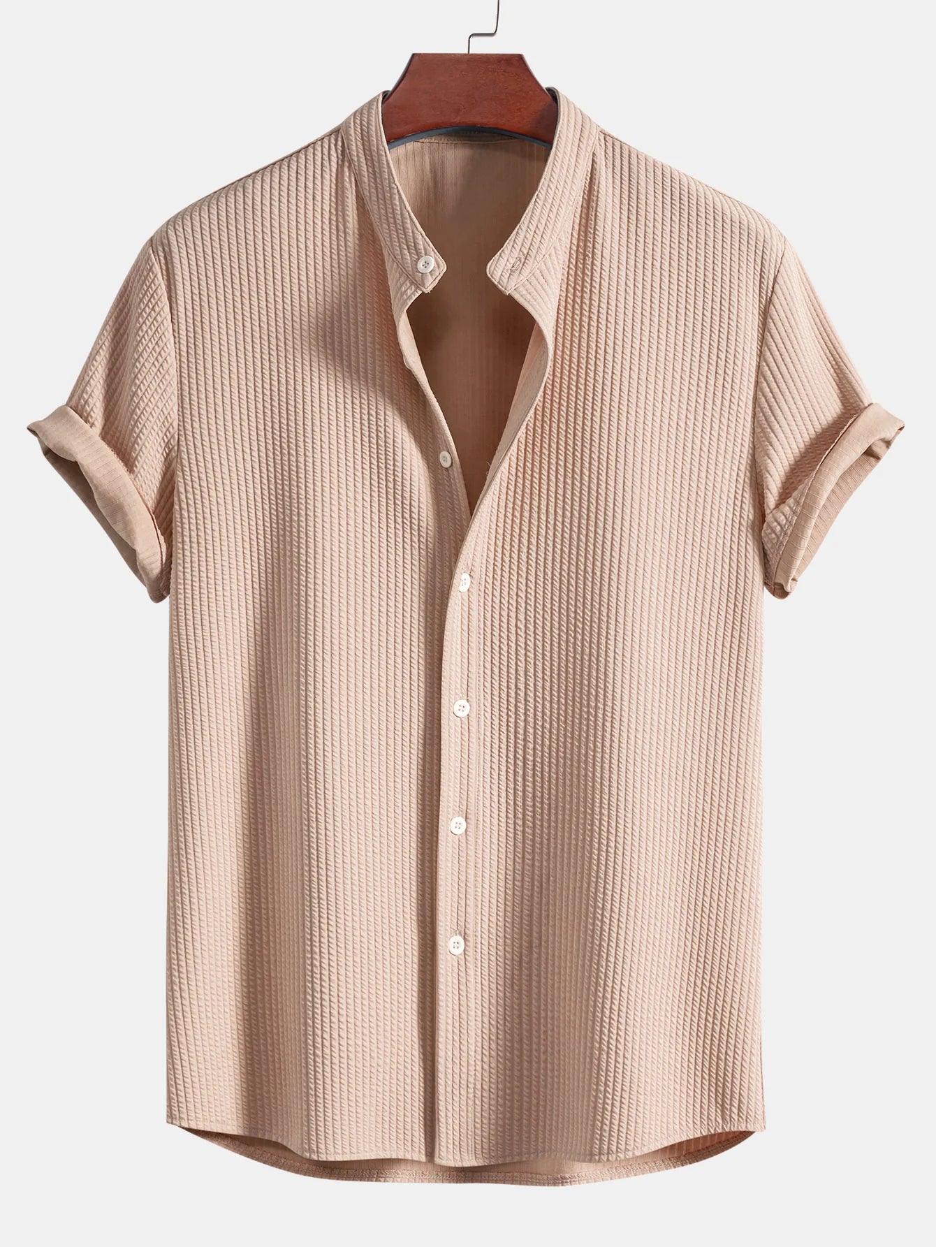 Muscle Fit Ribbed Collar Shirt