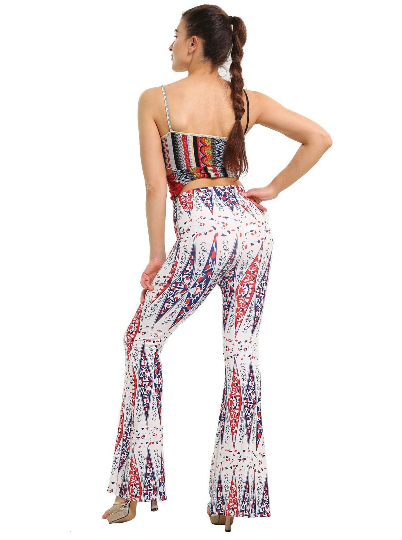 Printed Bell-Bottom Casual Pants