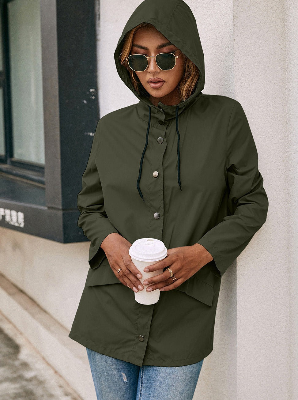 Casual Button Down Hooded Jacket