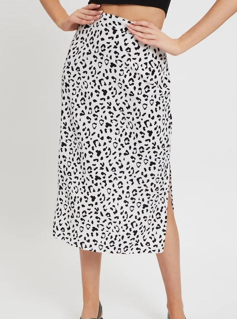 Leopardprint chiffon nederdel med høj talje 