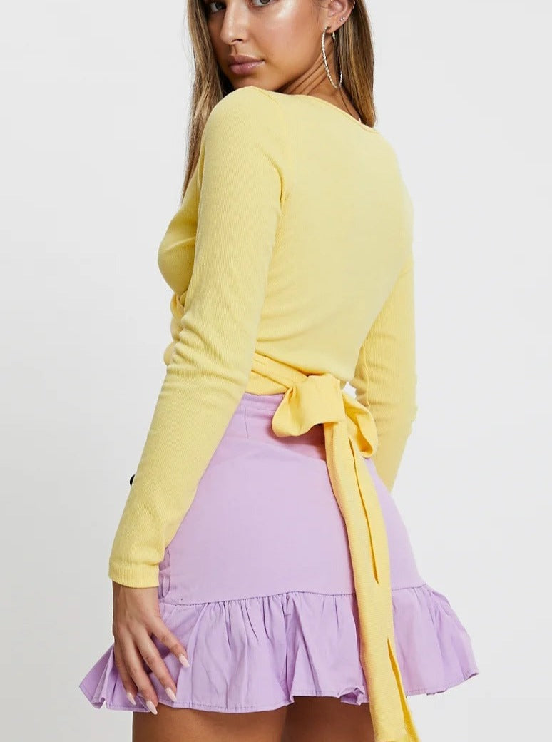 Purple Pleated Ruffled Zipper High Waist Fishtail Skirt
