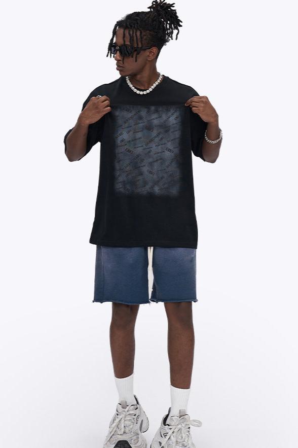 Loose Black Faded Print T-Shirt