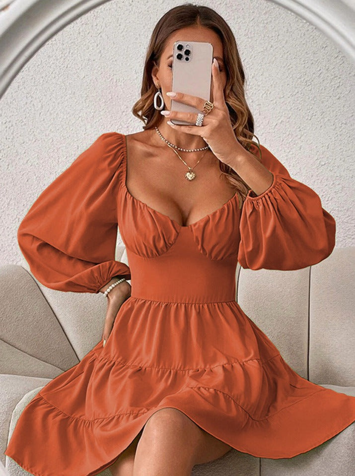 Sexy Ruffled Open Back Mini Dress