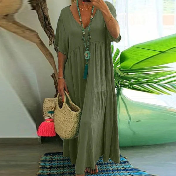 Casual Short Sleeved Long Dress