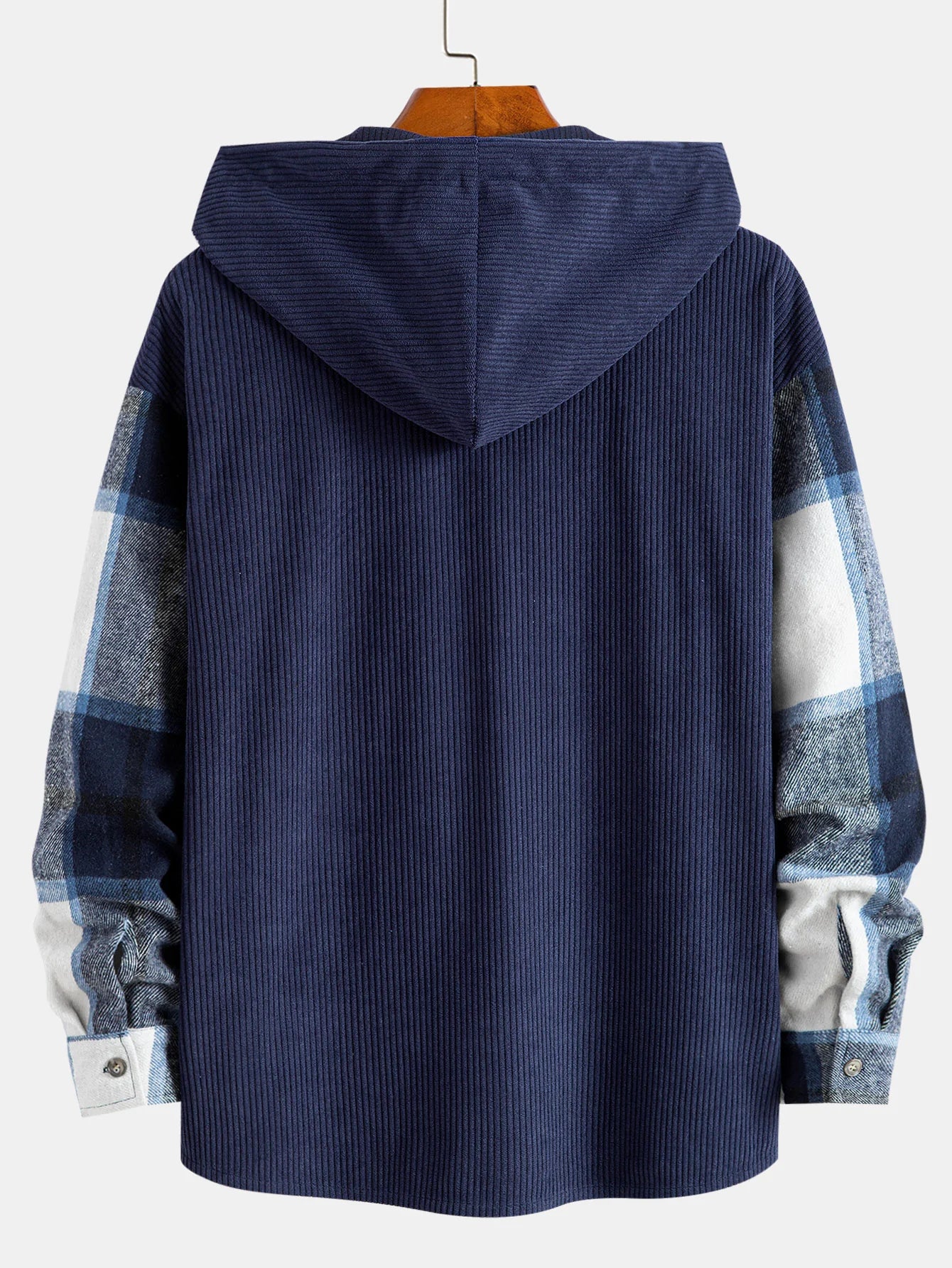 Plaid Corduroy Hooded Jacket