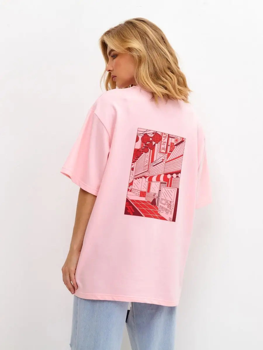 Casual Oversized Tokyo Graphic Printed Cotton Shirt