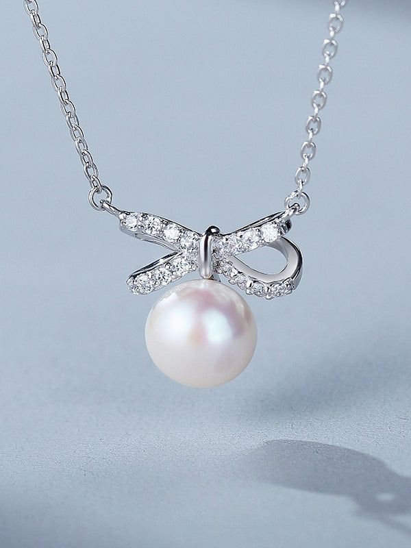 Bowknot Pearl Clavicle Chain Necklace