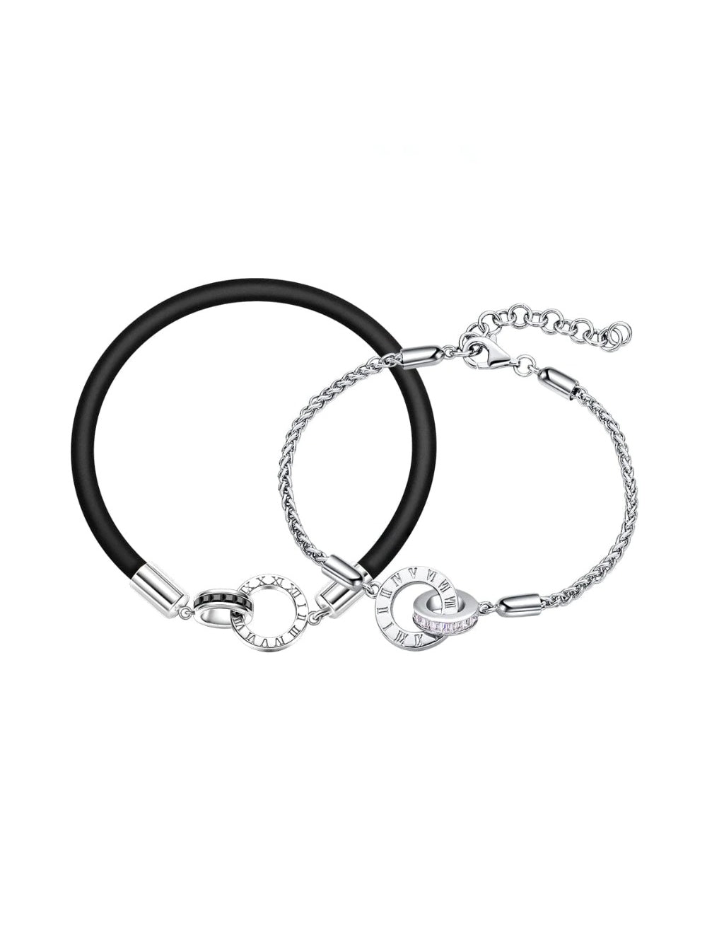 925 Silver Couple Zircon Bracelet Pair (2 Bracelets)
