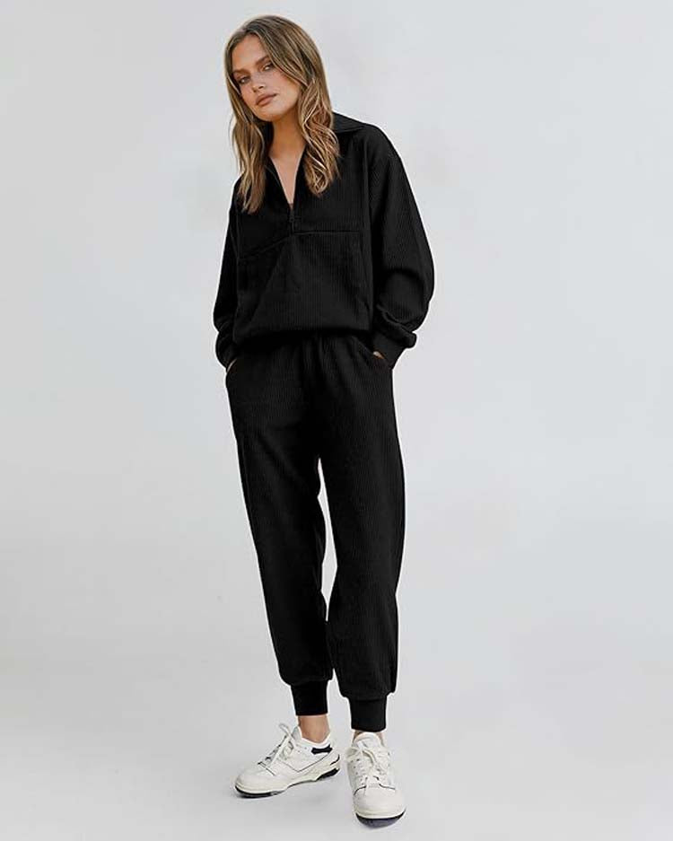 Long Sleeves Half Zip Tracksuit Set