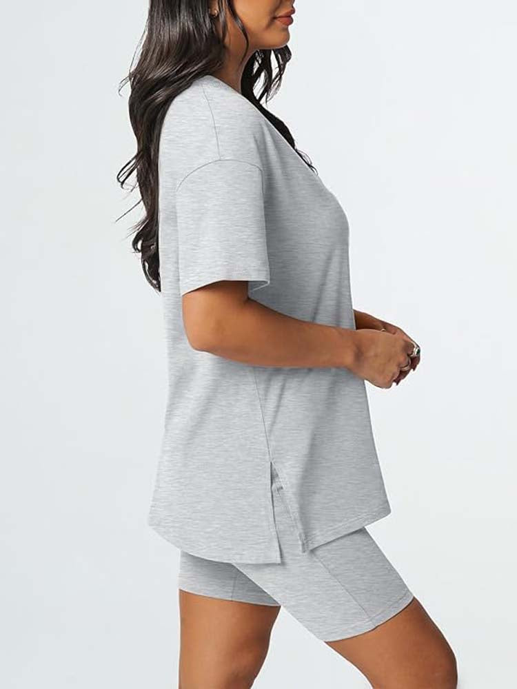 Oversized V-Neck Reversible Top and Shorts Set