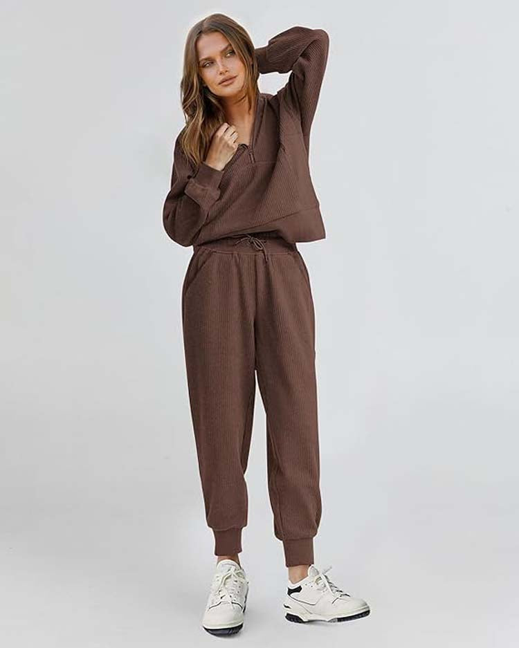 Long Sleeves Half Zip Tracksuit Set