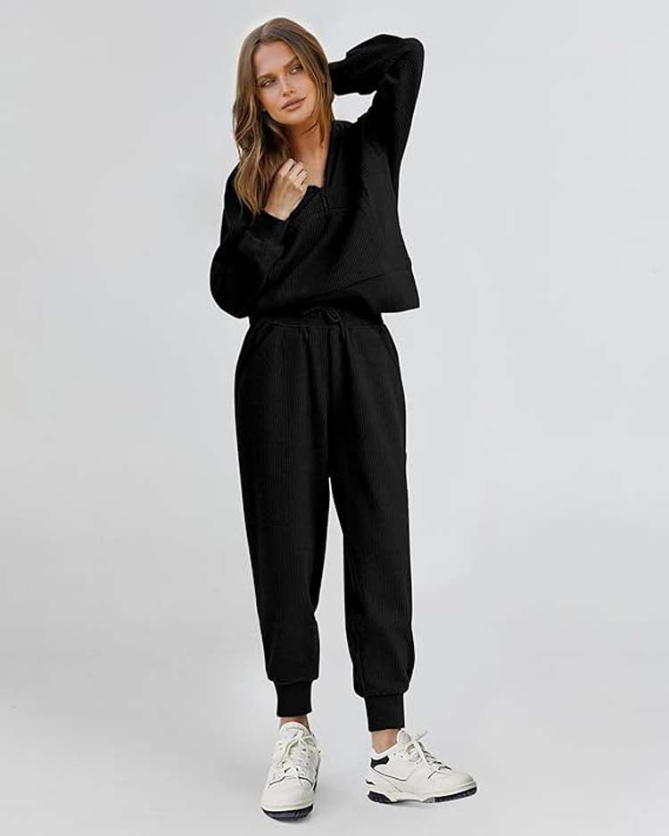 Long Sleeves Half Zip Tracksuit Set