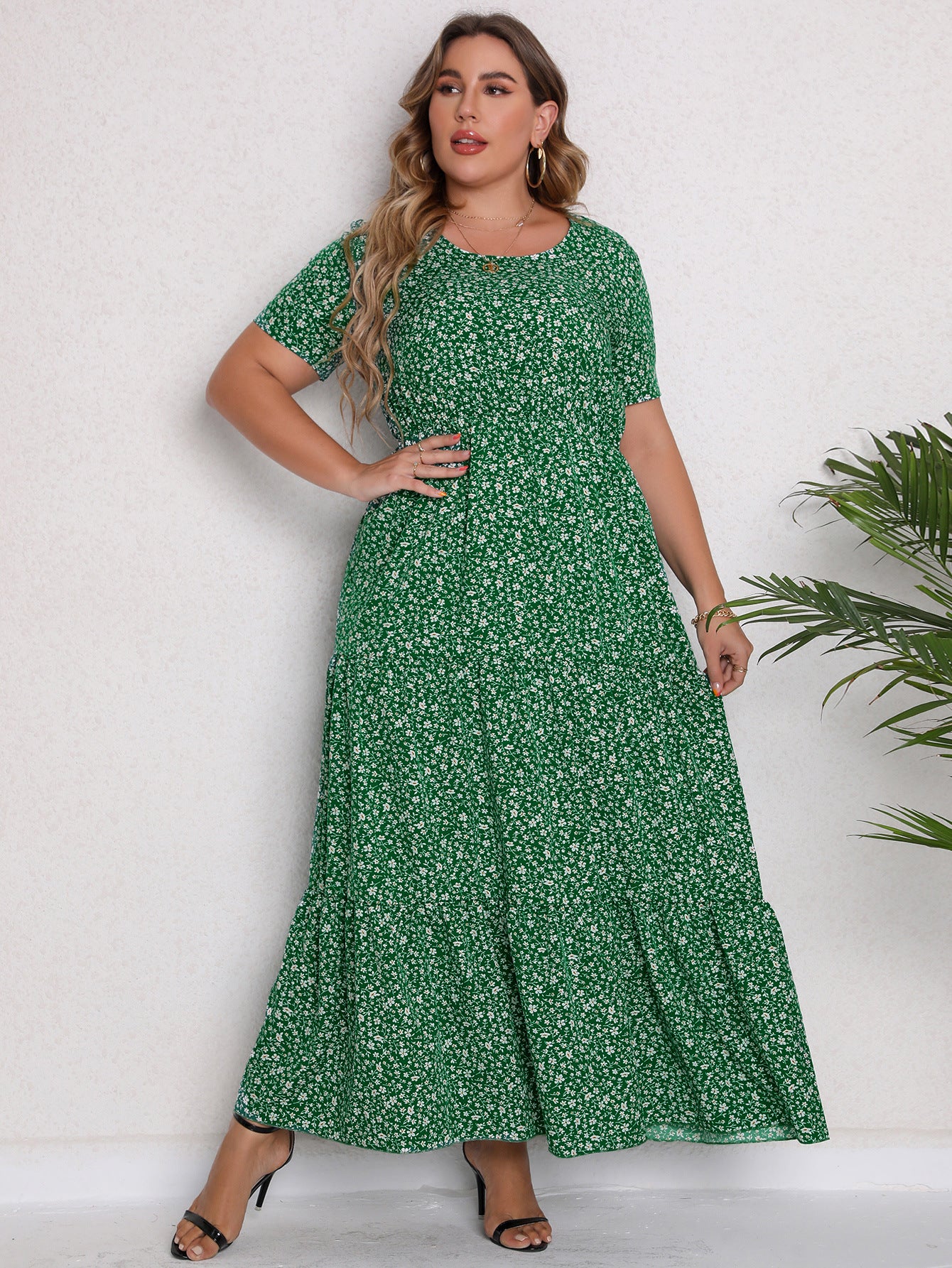 Plus Size Floral Print Summer Maxi Dress