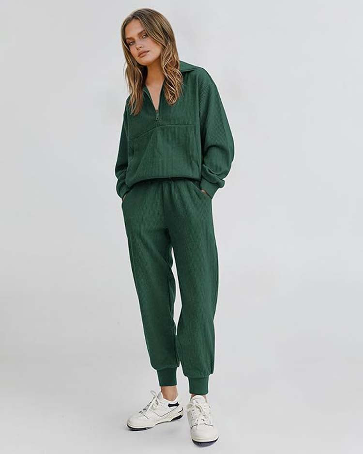 Long Sleeves Half Zip Tracksuit Set