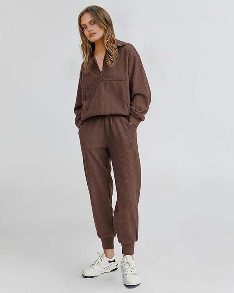 Long Sleeves Half Zip Tracksuit Set