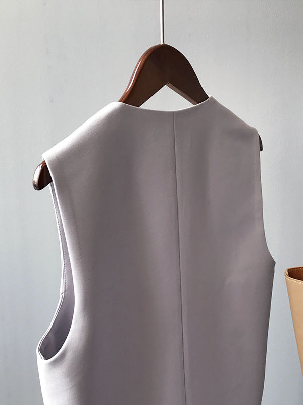 Women's Simple Slim Temperament Mid-Length Suit Vest