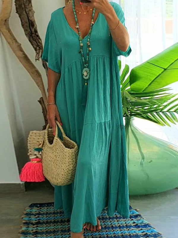 Casual Short Sleeved Long Dress