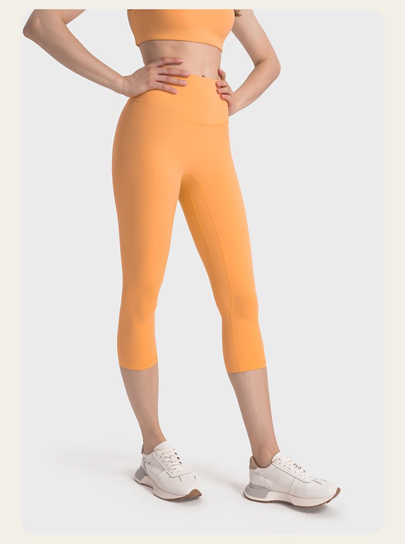Orange Stretchable High Waist Exercise Yoga Pants