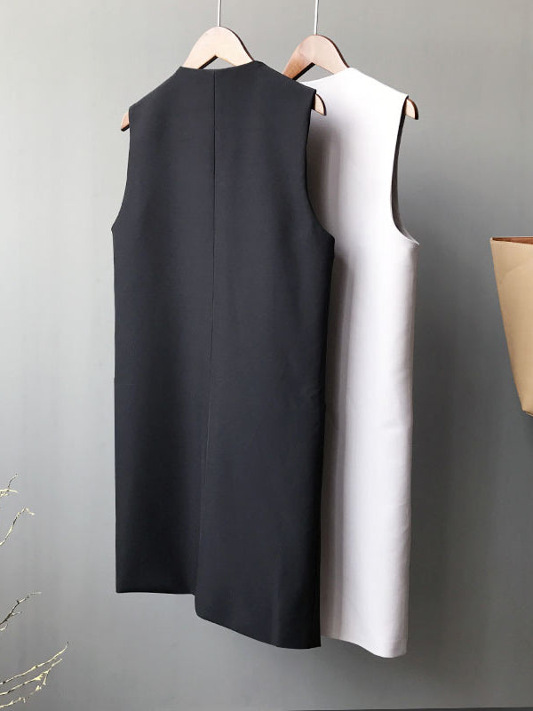 Women's Simple Slim Temperament Mid-Length Suit Vest