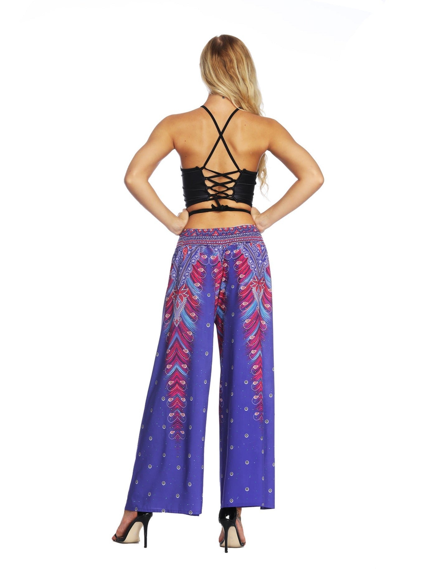 Fashionable Multi-Color High-Waisted Digital Printed Pants
