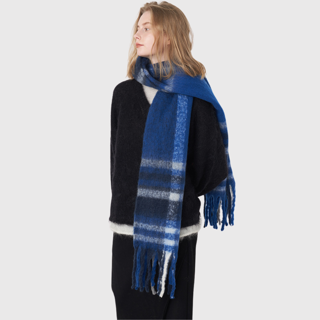 Casual Chic Long Plaid Tassel Scarf