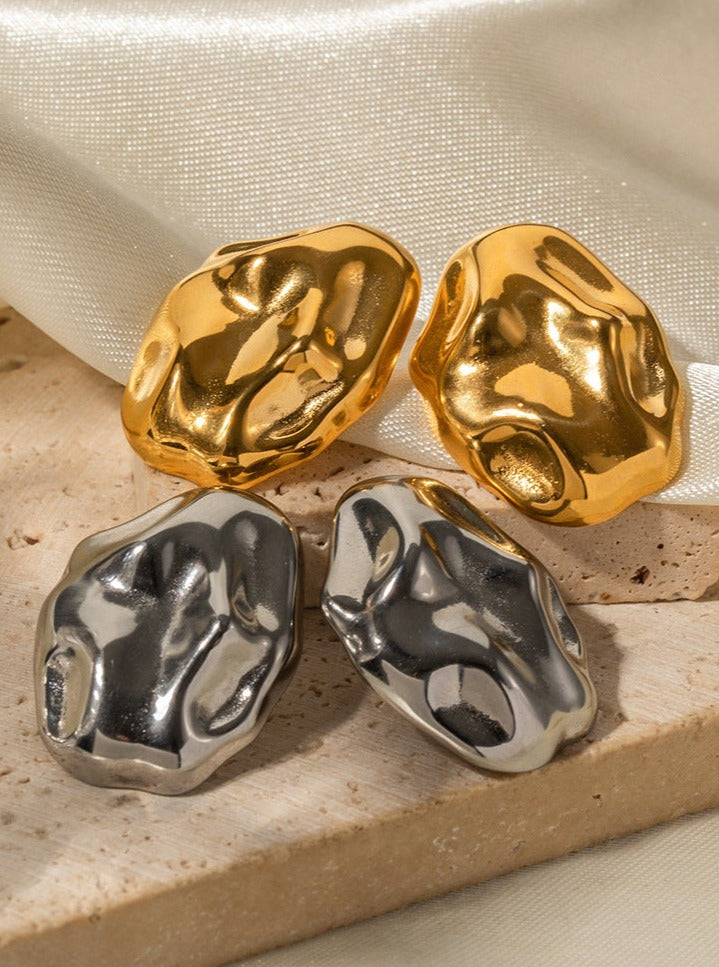 Plated Stainless Steel Irregular Pattern Earrings