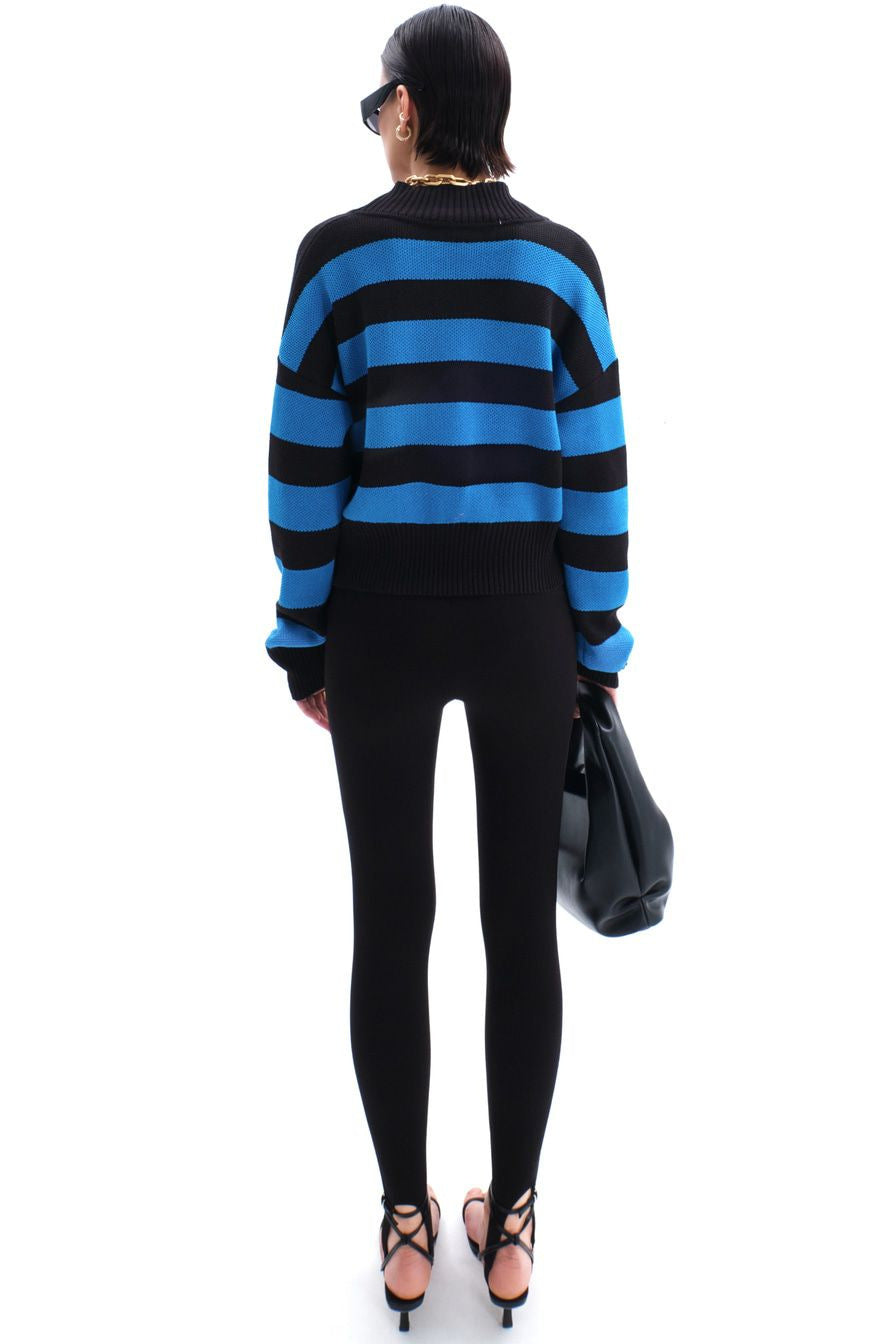 Deep V-Neck Striped Knitted Sweater