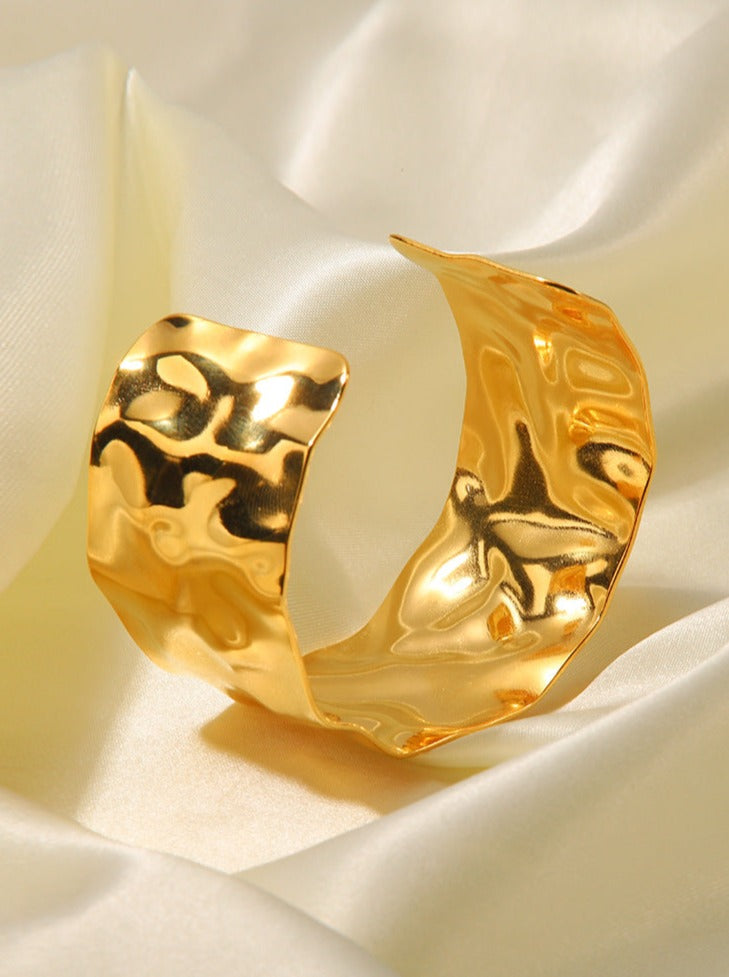 18k Gold Plated Irregular Wide Bracelet