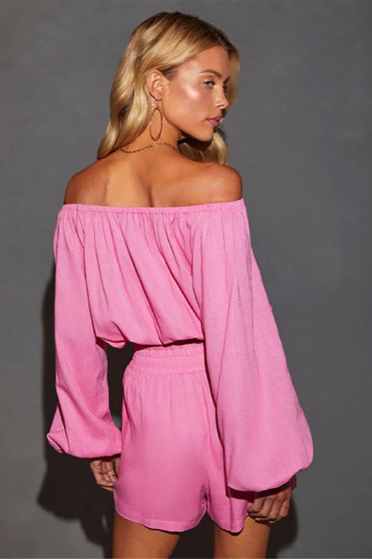 Sexy Casual Off The Shoulder Crop Top and Shorts Set