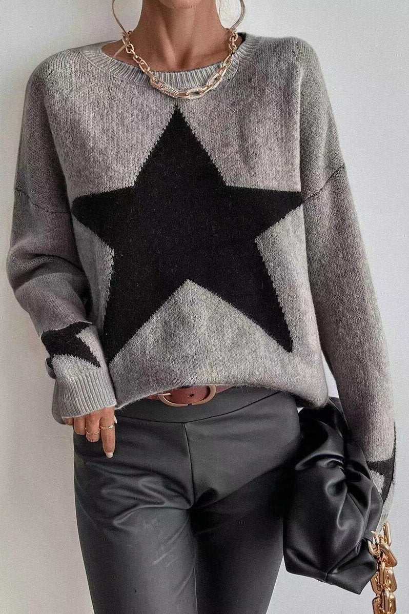 Long Sleeve Star Print Sweater