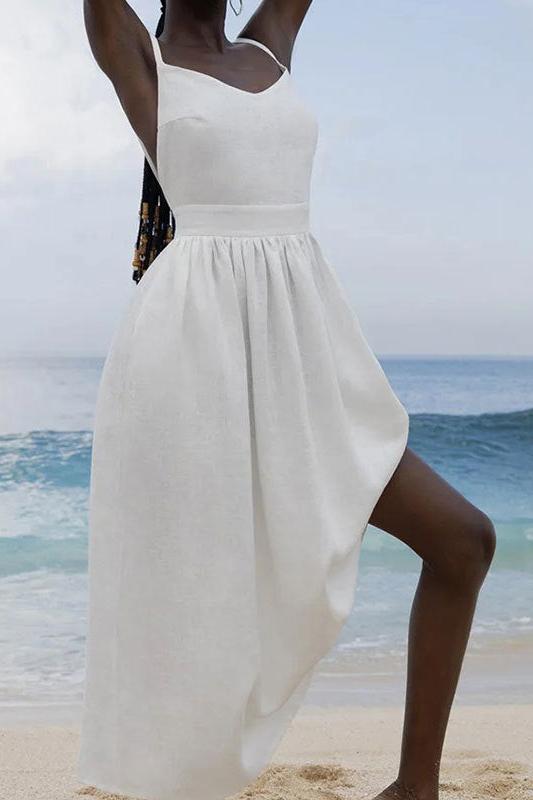 Sexy V-Neck Sleeveless High Waist Dress