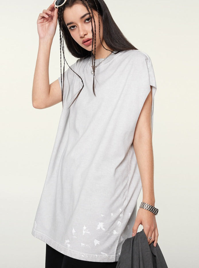 Solid Color Trendy Round Neck Sleeveless Top