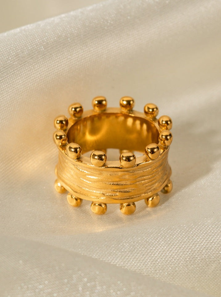 18k Non Fading Gold Plated Wood Grain Ring