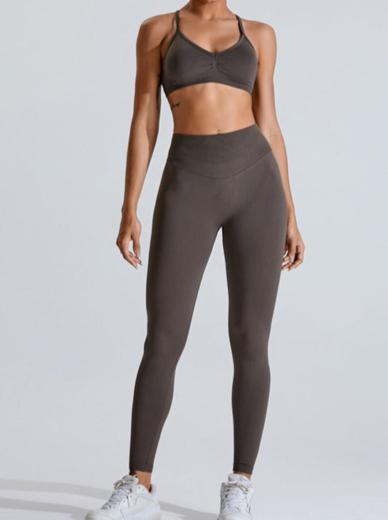 Gray High-Waisted Belly Lifting Sports Pants