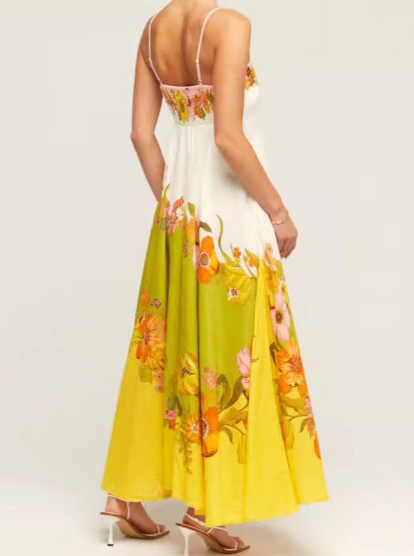 Colorblock Floral Printed Sundress