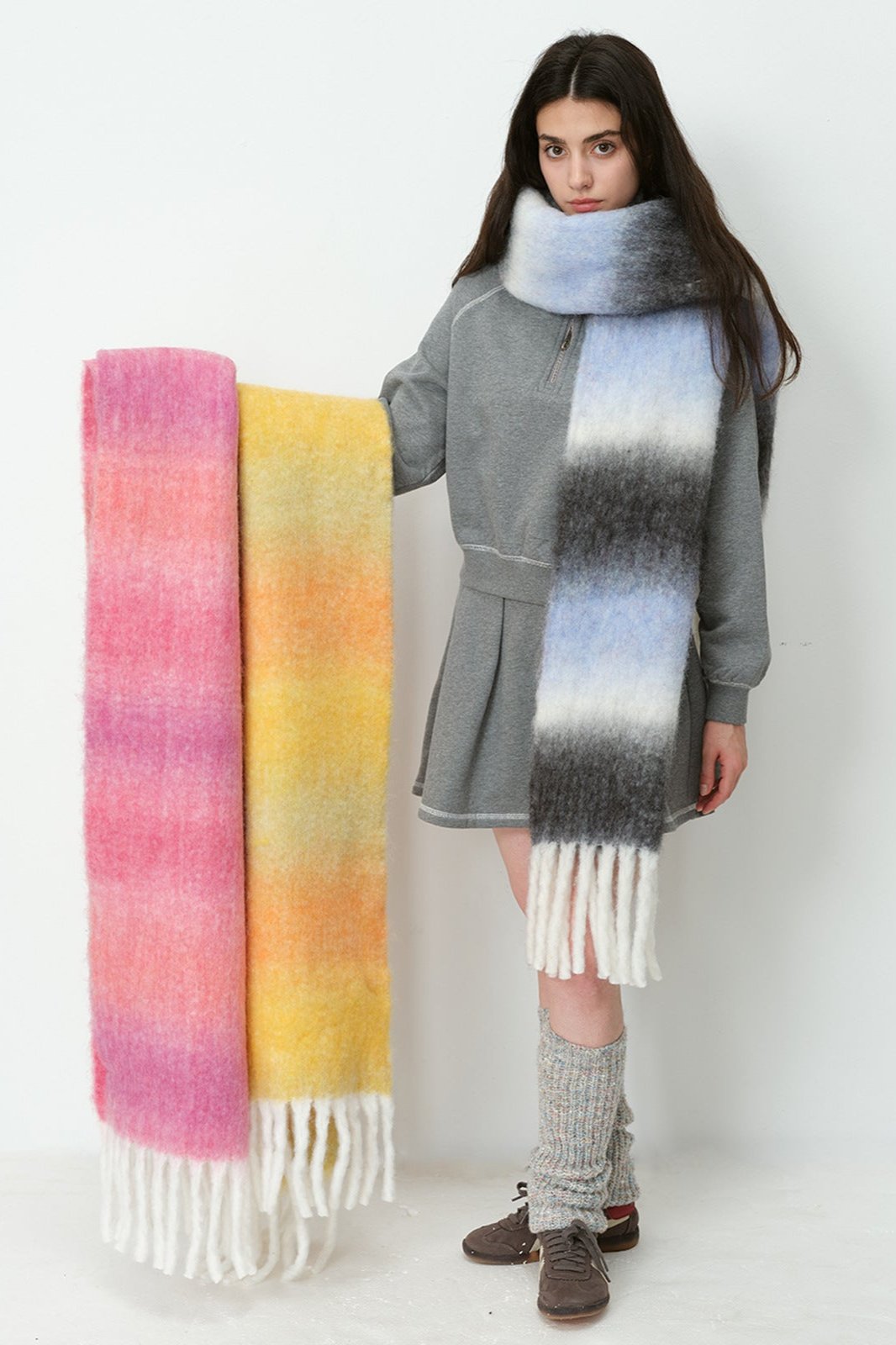 Thick Gradient Stripe Wool Neck Scarf