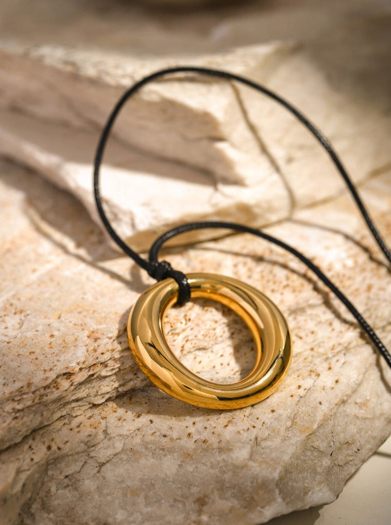 18K guld rustfrit stål voks reb halskæde Minimalistisk rund hul halskæde