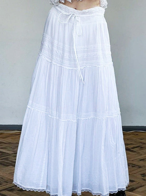 White Simple Half Body Layered Skirt