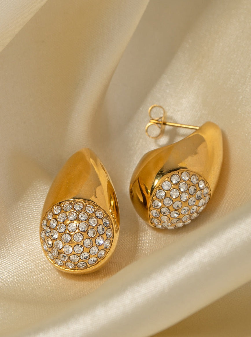 Diamond Engraved 18K Gold Plated Earrings