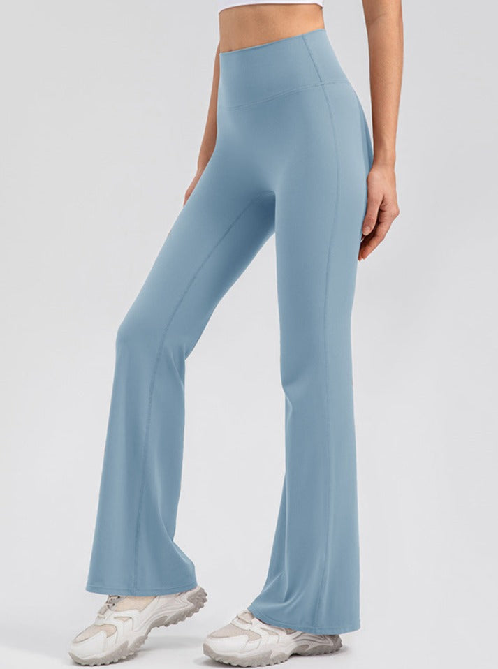 Solid Color High-Waisted Hip-Raising Micro-Flared Yoga Pants