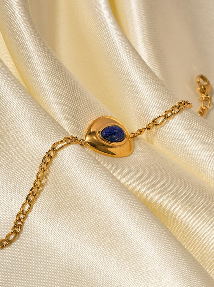18K guld rustfrit stål Lapis Lazuli trekant armbånd