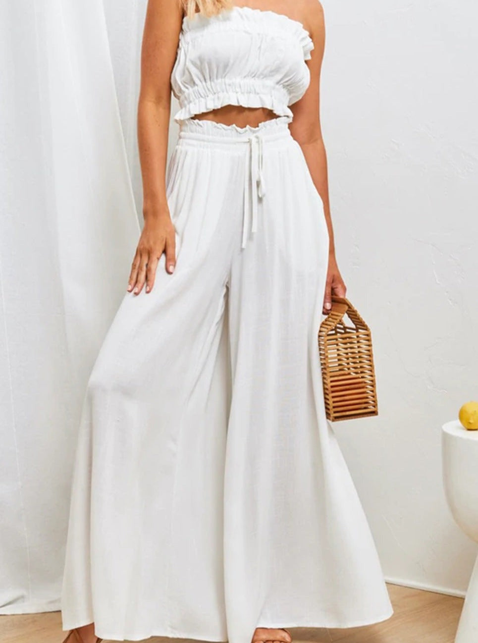 White Loose Casual Fashion Trousers