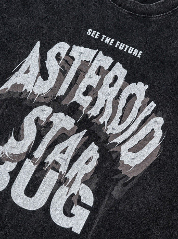 Sort Casual Asteroid Letter Printet skjorte 
