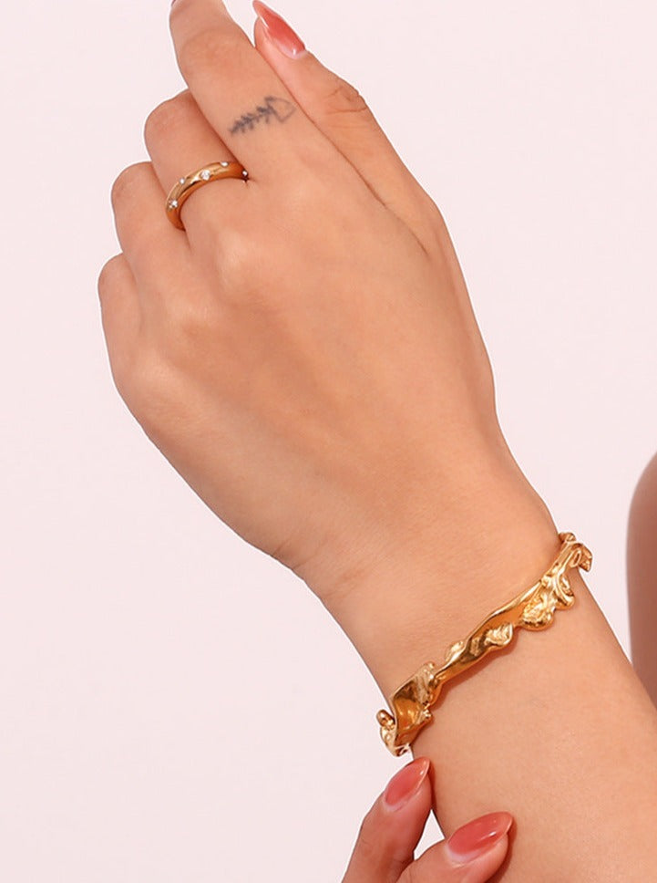 18K Gold Plated Stainless Steel Irregular Wave Bracelet