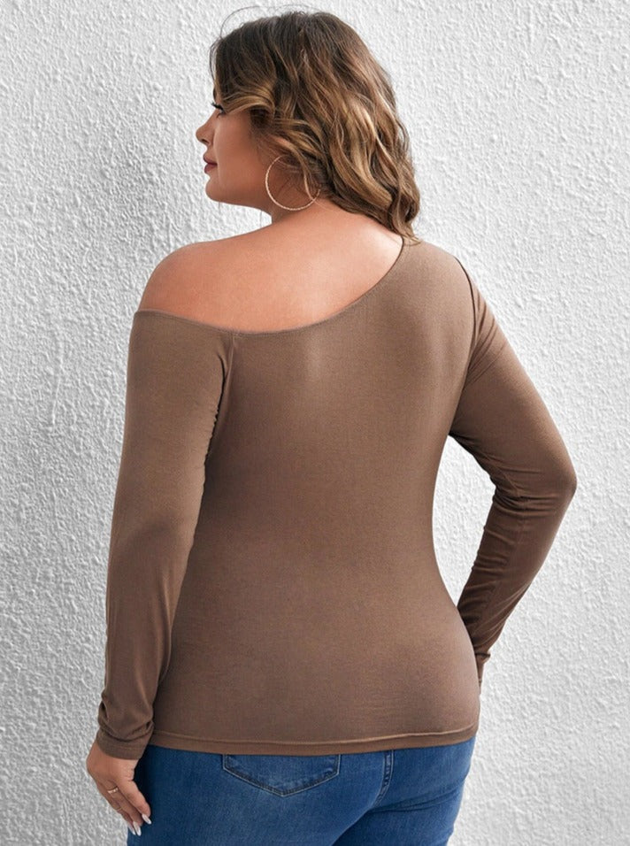 Sexy Amazon Off-Shoulder Slope Neck Long-Sleeved Top