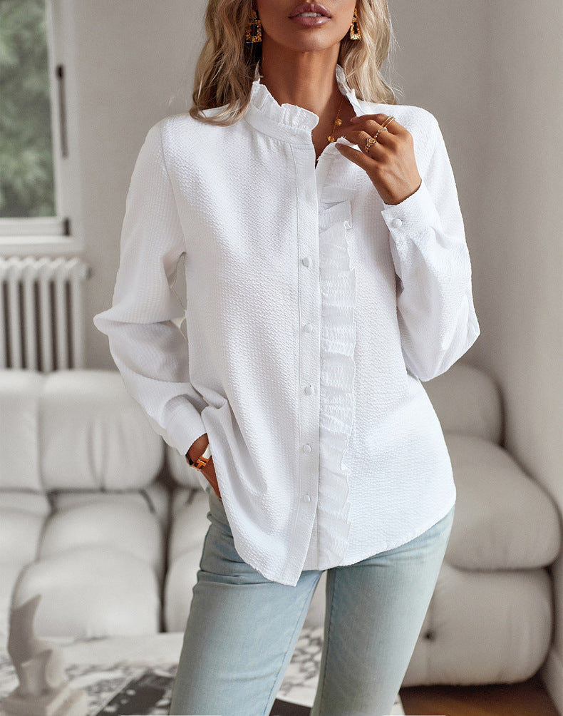 Lace Collared Long Sleeve Shirt