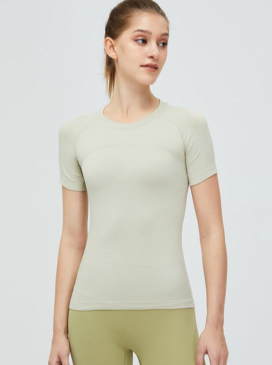 Green Seamless Soft Workout Tops T-shirt