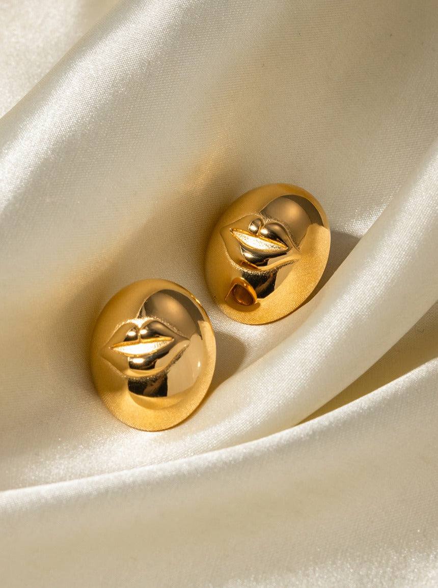 18K Gold Plated Lips Earrings